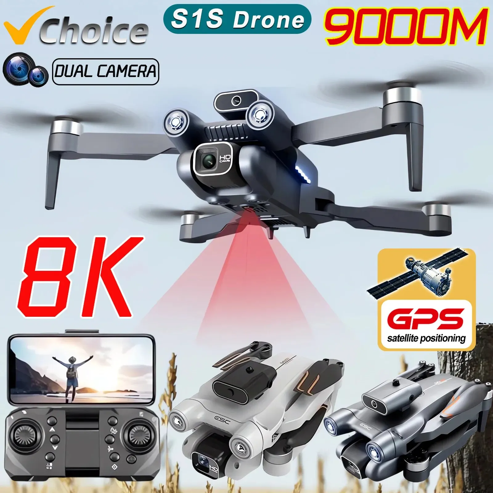 S1S Drone kamera GPS 5G 8K pro - Drone Kit Professional ulasan dan harga